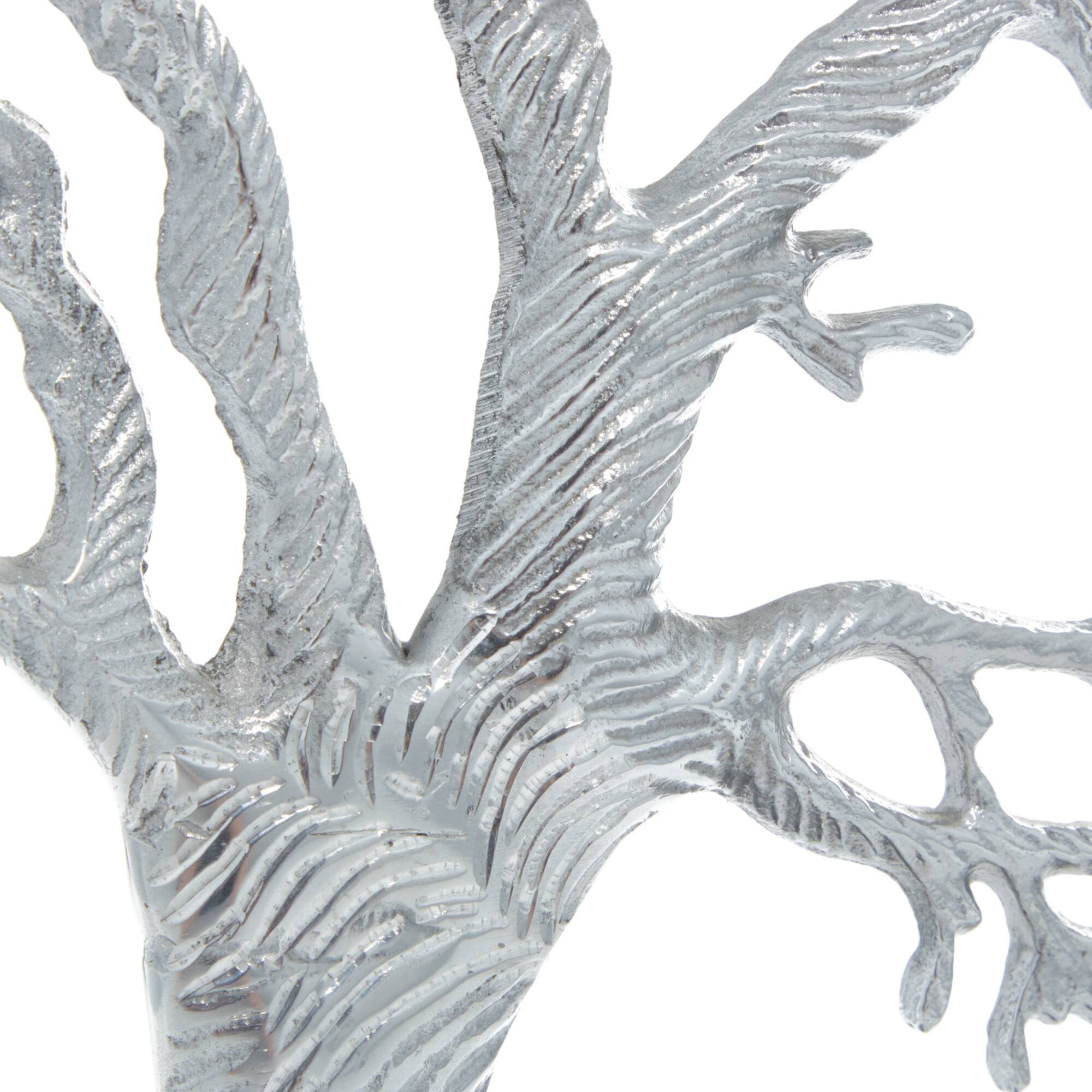 19" Silver Aluminum & Wood Tree-Inspired Contemporary Sculpture